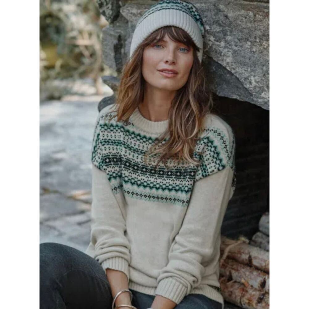 Women's J.Jill Relaxed Fair Isle Oatmeal Heather Multi Sweater Medium